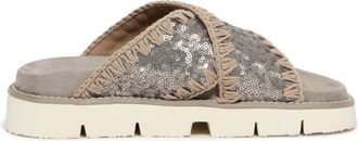 Mou Criss-Cross Pailletten Sandaal - Dames - Sandalen - Grijs - 37 EU - Pailletten - Schoenen