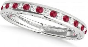 Allurez Diamond and Ruby Channel Set Wedding Band 14k White Gold (0.45ct)