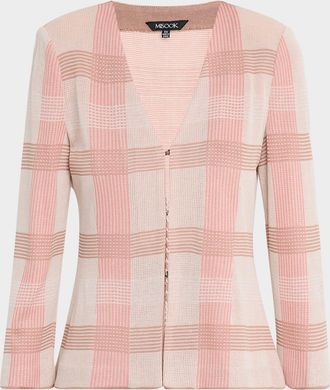 Misook Tailored Plaid Knit Jacket