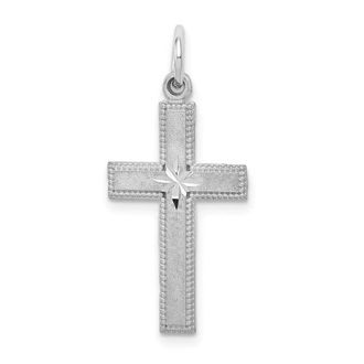 Diamond2Deal 14k White Gold Diamond-cut Cross Pendant