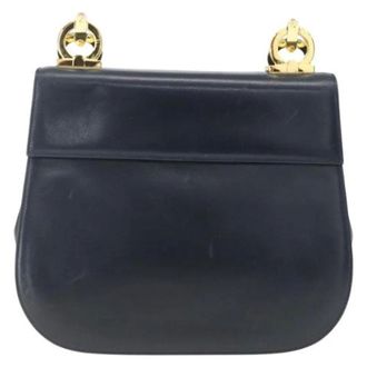 Ferragamo Pre-owned Gancini Chain Shoulder Bag - Dames - Pre-owned - Blauw - Maat: ONE Size Leer