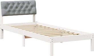 vidaXL Estructura De Cama Con Cabecera Y Gris Claro 75 X 190 Cm Vidaxl