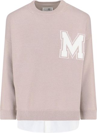 Maison Margiela Textured Knit Sweater with Ribbed Trim - Neutral
