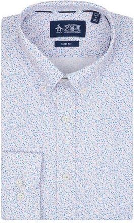 Original Penguin Micro Floral Print Slim Fit Dress Shirt in Rose at Nordstrom Rack, Size 15 - 32/33