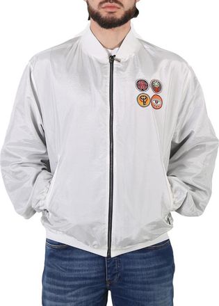 Roberto Cavalli Mens Lucky Symbols Applique Reversible Bomber Jacket, Brand Size 52 (US Size 42)
