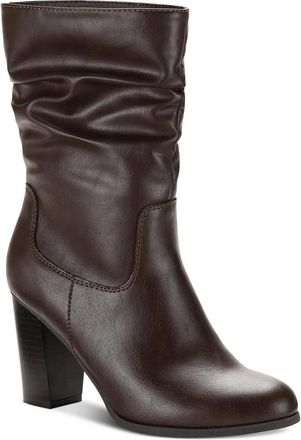 Style & Co. Style & Co Saraa Boots Womens Brown Faux Leather Block Heel Mid-Calf LION252