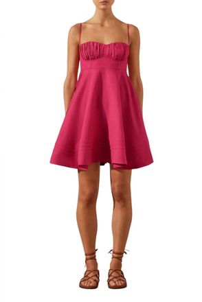 Shona Joy Joanine Linen Corded Circle Mini Dress In Azalea Pink