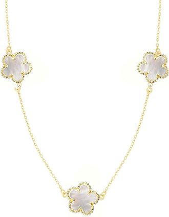 Adornia Adornia 14K Plated Mother Of Pearl 36In 5-Leaf Clover Station Necklace