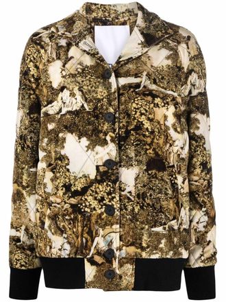 Kenzo abstract-print jacket - women - Cotton/Wool/Polyester/Spandex/Elastane/Polyester - S - Neutrals