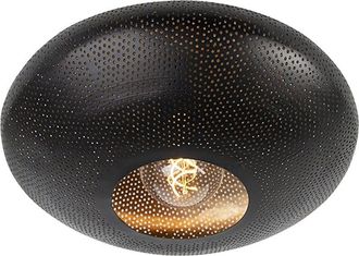 QAZQA Qazqa - Oriental Plaf&oacute;n Inteligente Negro Y Dorado 40 Cm Con Wifi G95 - Radiance Acero Redonda Adecuado Para Led Max. 1 X 4.9 Watt