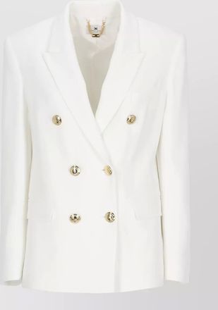 Elisabetta Franchi double breasted blazer peak lapel gold buttons