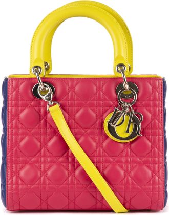 Dior Pre-owned Womens Medium Lady-D Shoulder Bag - Yellow - One Size