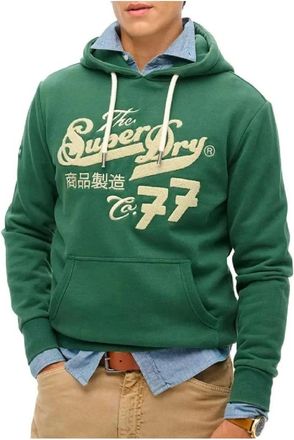 Superdry Hoodies, male, Green, Size: M Embroidered Sweatshirt for Everyday Comfort