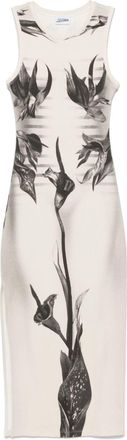 Jean Paul Gaultier Abito midi a fiori - Bianco