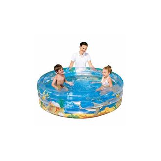 Trade Shop Trade Shop - Piscina Gonfiabile Per Bambini Trasparente Sea Life 3 Anelli 150 X 53 Cm