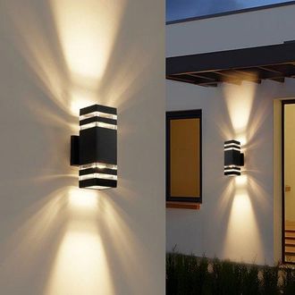 OEM Aplique De Pared Led, 2 Casquillos E27, Iluminaci&oacute;n Superior E Inferior, Material: Aluminio, Grado De Protecci&oacute;n Ip65, Impermeable, Negro