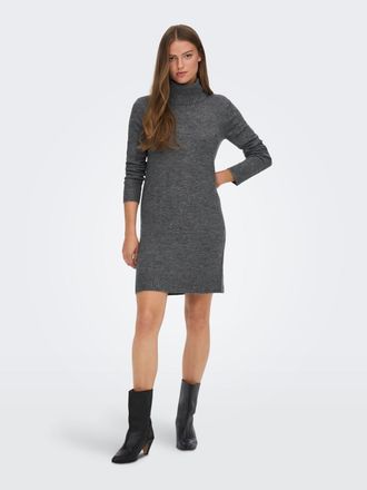 Jacqueline de Yong Strickkleid JDY JDYELANORA L/S COWLNECK DRESS KNT NOOS, Damen, Gr. L, N-Gr, grau (dunkelgrau melange), Feinstrick, Obermaterial: 76% Polyacryl, 21% Po