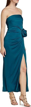 Monique Lhuillier Womens Corinne Strapless Midi Dress In Peacock