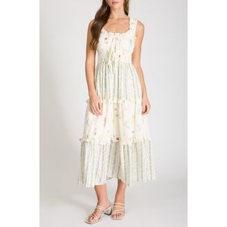 Blu Pepper Print Sleeveless Tiered Maxi Dress in Ivory Multi at Nordstrom, Size Medium