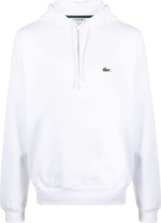 Lacoste logo-patch drawstring hoodie - men - Organic Cotton/Polyester/Organic Cotton - 3 - White