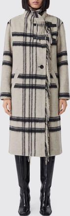 Isabel Marant Cappotto monopetto in misto lana check con frange