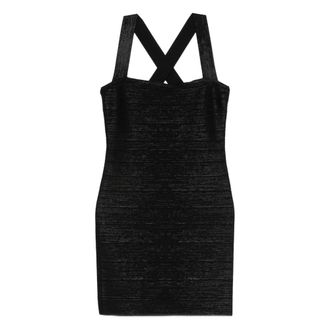 H&eacute;rve L&eacute;ger Short Dresses, female, Black, Size: XS Crossover Halter Mini Dress