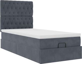 vidaXL Estructura Cama Otomana Colchones Gris Oscuro 90x190cm Vidaxl