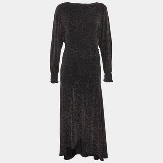 Maje Black Metallic Jersey Rio Midi Dress