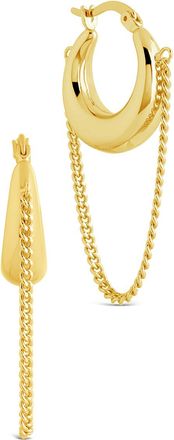 Sterling Forever Mackenzie Chain Drop Hoop Earrings