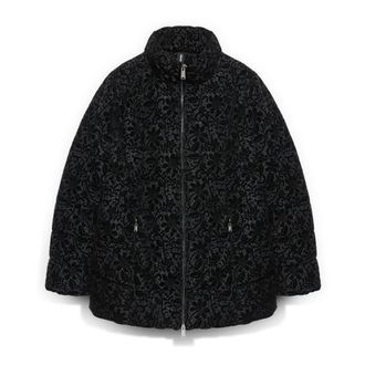 Fiorella Rubino Jassen, Dames, Zwart, 7Xl, Leer, Lace-worked gewatteerde jas