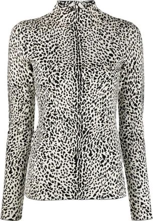 Proenza Schouler Multicolour Cheetah Jacquard Turtleneck Sweater - Dames - Coltruien - Veelkleurig - XS - Nylon - Truien & Vesten