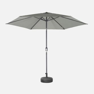 Sweeek Sweeek - Parasol Redondo 3m Con M&aacute;stil Central, Touquet, Verde Kaki, 294x294x243 Cm