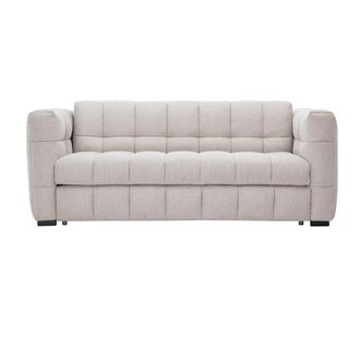 Miliboo Sof&aacute; Convertible De Dise&ntilde;o De 3 Plazas En Tela Efecto Terciopelo Texturizado Beige Corto