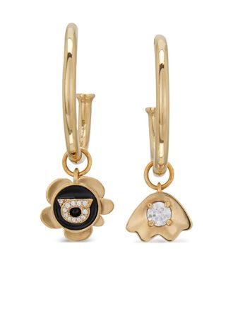 Ferragamo charm hoop earrings - women - Brass/glass/Enamel - One Size - Gold