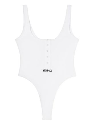 Versace Geribbelde body met geborduurd logo - Wit