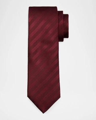 Brunello Cucinelli Men & apos;s Tonal Chevron Silk Tie