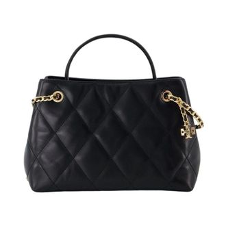 Tory Burch Small Fleming Carryall - Dames - Tassen - Zwart - Maat: ONE Size Katoen