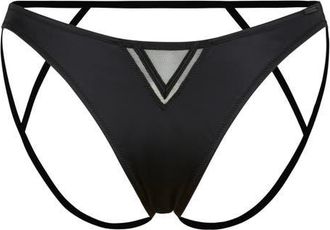 Savage x Fenty Satin Vixen Crotchless Briefs in Black Caviar at Nordstrom, Size 4X