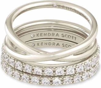 Kendra Scott Womens Livy Ring - Set Of 3 In Rhodium Metal