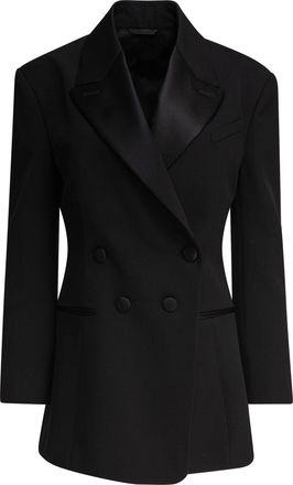 Givenchy Womens Pleated Double Breasted Blazer - Black Wool - Size EU 40 (Womens)