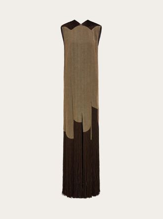 Ferragamo Donna Abito lungo con frange Marrone
