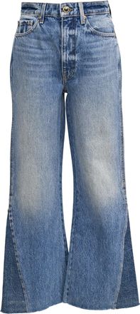 Khaite Layla High-Rise Flared Jeans in Blue Cotton