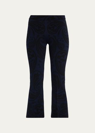 High Sport Cosmic Paisley Flared-Leg Crop Pants