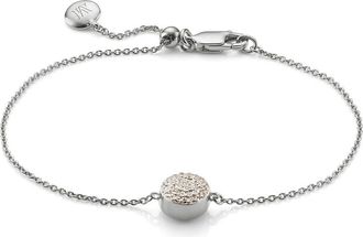 Monica Vinader Ava Diamond Button Bracelet, Sterling Silver