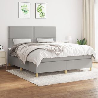 vidaXL Vidaxl - Cama Box Spring Con Colch&oacute;n Tela Gris Claro 180x200 Cm