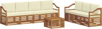 vidaXL Juegos De Sof&aacute;s 8 Uds. Natural Y Crema Madera De Acacia S&oacute;lida Vidaxl