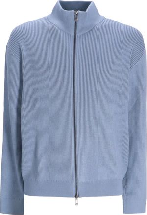 A|X Armani Exchange Cardigan a coste con zip - Blu