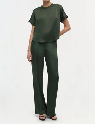 SIMKHAI Addy Short Sleeve Knit Back T-Shirt In Moss