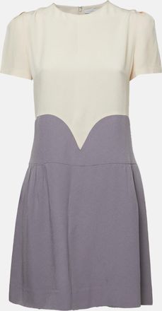Victoria Beckham Cream/grey Crepe Puff Sleeve Mini Dress