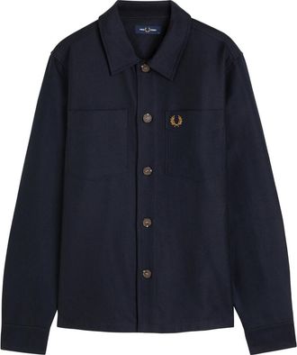 Fred Perry Logo-embroidered Brushed-twill Overshirt - Navy - Xxl
